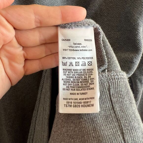 TED BAKER London Grey Cotton Quarter Zip Long Sleeve Sweater Mens 6 XXL - Picture 8 of 8